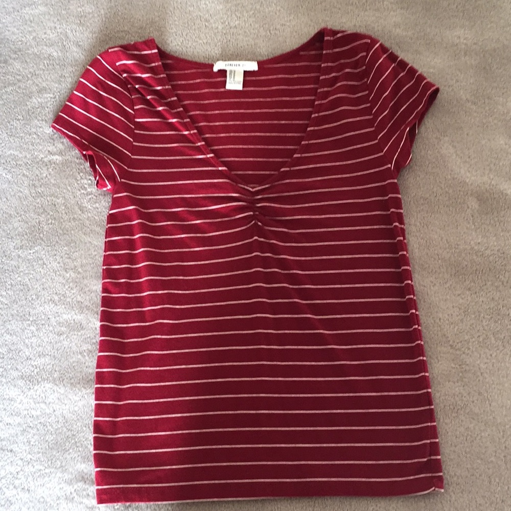 Red and white stripped top